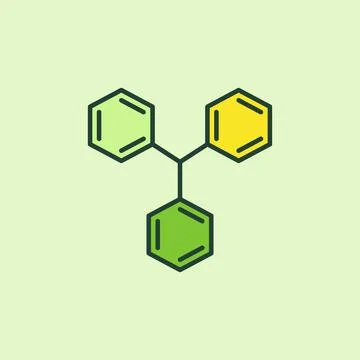 Chemical Molecule with three Hexagons vector Chemistry colored icon Stock Illustration