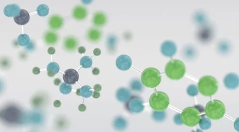 Chemical molecules 3D illustration Illustrazione stock
