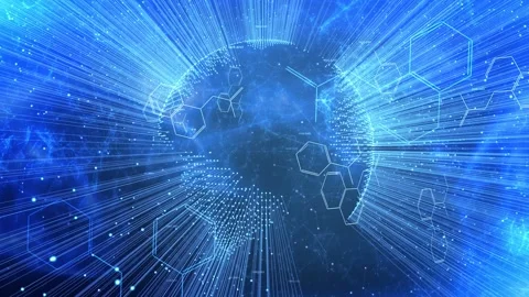 Chemical molecules animation with digital earth globe planet cyberspace Vídeo Stock 334075684