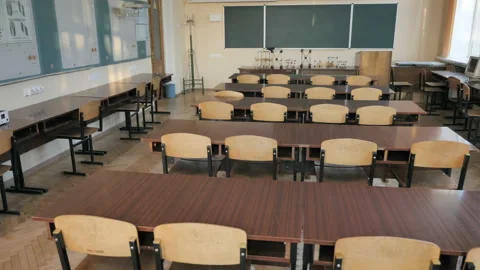  Chemical, Physics Laboratory With Models Molecular Structures On The Table Stock Footage 138157327