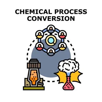 Chemical process conversion and industrial transformation concept Stock Illustration