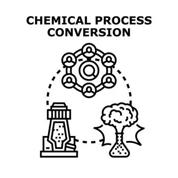 Chemical process conversion and industrial transformation concept Stock Illustration