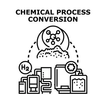 Chemical process conversion engineering manufacturing industry illustration Stock Illustration