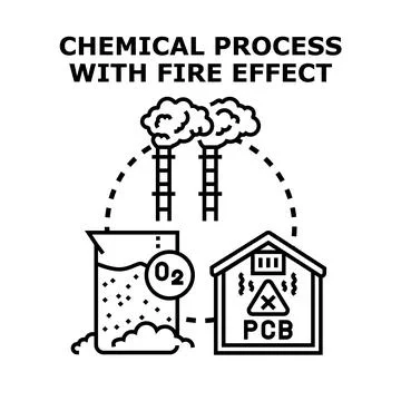 Chemical process creating pollution and environmental hazard Ilustración de archivo