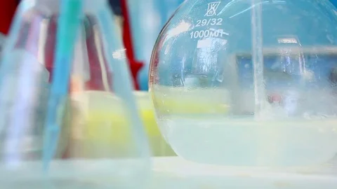 Chemical process in the laboratory Stock Footage 70386412