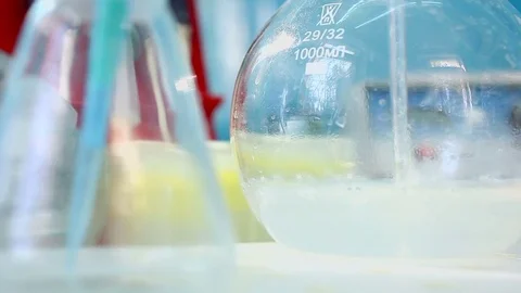 Chemical process in the laboratory Stock Footage 70387150