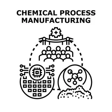 Chemical process manufacturing industry producing technology for teamwork Stock Illustration