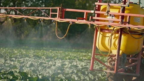 Chemical Processing of Fields with Agricultural Machinery.  Video stock 147448775
