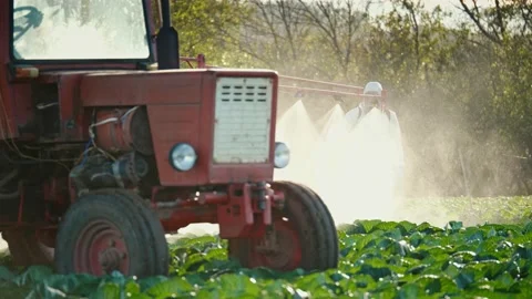 Chemical Processing of Fields with Agricultural Machinery. Video stock 147449816