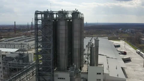 Chemical processing plant. Aerial view of Modern high-tech production. A giant Stock Footage 170146639