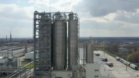 Chemical processing plant. Aerial view of Modern high-tech production. A giant Stock Footage 170146856