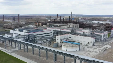 Chemical processing plant. Aerial view of Modern high-tech production. A giant Stock Footage 170147166