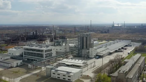 Chemical processing plant. Aerial view of Modern high-tech production. A giant Stock Footage 170147444