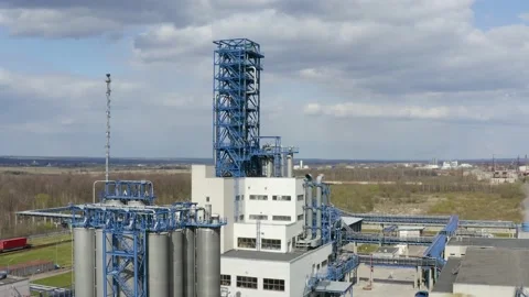 Chemical processing plant. Aerial view of Modern high-tech production. A giant Stock Footage 170147550