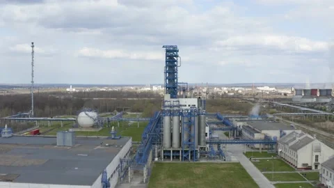 Chemical processing plant. Aerial view of Modern high-tech production. A giant Stock Footage 170148146