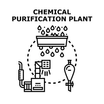 Chemical purification plant process system illustration Illustrazione stock