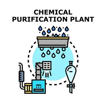 Chemical purification plant process system illustration Illustrazione stock