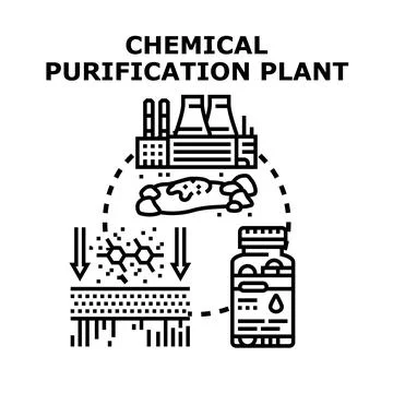 Chemical purification plant processing industrial waste for clean water Stock Illustration