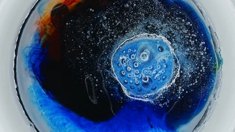 Chemical reaction dissolving of tablet in petri dish science experiment Stock Footage 113657341