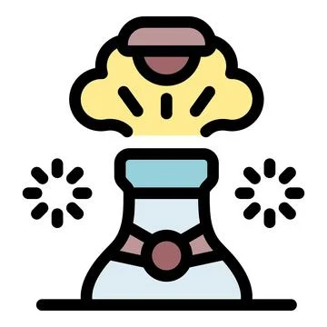 Chemical reaction exploding inside a laboratory flask, creating a toxic cloud Stock Illustration