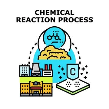 Chemical reaction process concept vector science illustration Stock Illustration