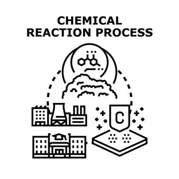 Chemical reaction process concept vector science illustration Stock Illustration