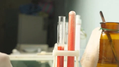 exothermic reaction in a test tube
