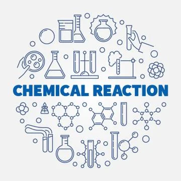 Chemical Reaction vector concept round outline illustration Stock Illustration