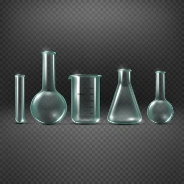 Chemical realistic test tubes vector set Stock Illustration