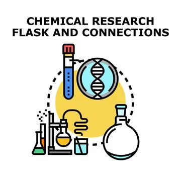 Chemical research studying dna structure and laboratory equipment Stock Illustration