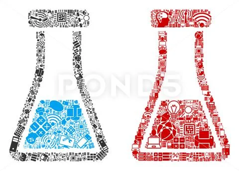 Chemical Retort Mosaic Icons for BigData Stock Illustration