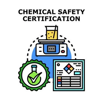 Chemical safety certification process in laboratory icon Stock Illustration