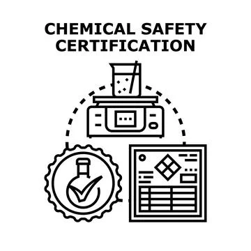 Chemical safety certification process in laboratory icon Stock Illustration