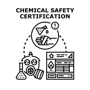 Chemical safety certification program for hazard protection Illustrazione stock