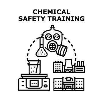 Chemical safety training concept with protective equipment Stock Illustration
