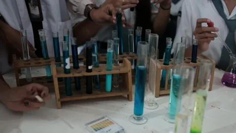 Chemical samples in the tubes. Stock Footage 282705029