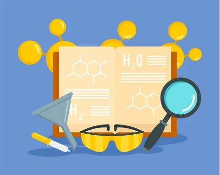 Chemical science concept background, flat style Stock Illustration