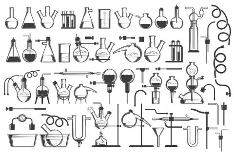 Chemical science design elements great set Stock Illustration