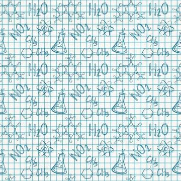 Chemical seamless pattern. Vector background. Stock Illustration