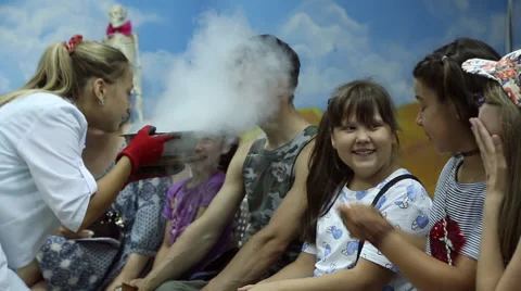 Chemical show with the audience Stock Footage 64455226