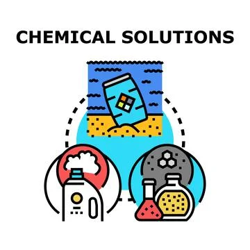 Chemical solutions producing pollution and laboratory research Stock Illustration