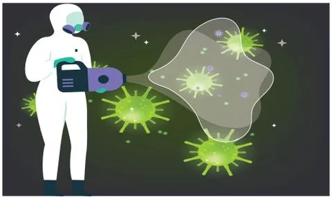 Chemical spray to remove bacteria from environment Illustrazione stock