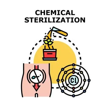 Chemical sterilization process, contraception, and agriculture concept Stock Illustration