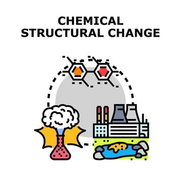 Chemical structural change causing environmental pollution and science reacti Stock Illustration