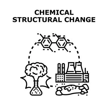 Chemical structural change causing environmental pollution and science reacti Stock Illustration