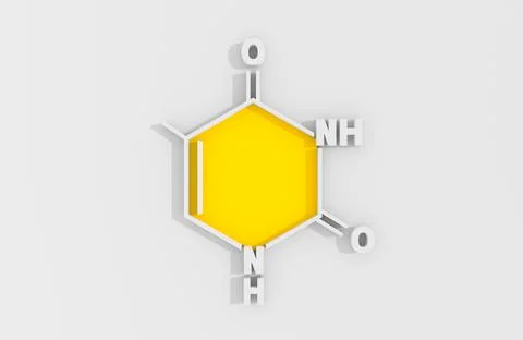 Chemical structural formula of thymine - DNA and RNA nitrogen base. 3D render Stock Illustration