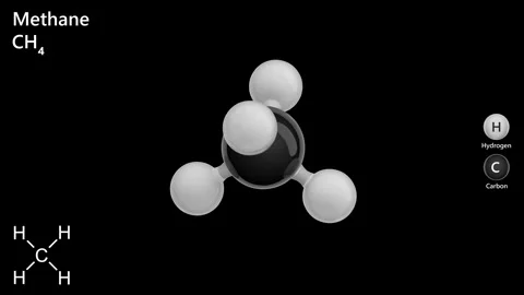 Chemical structure and 3d model of Methane (CH4). Stock Footage 284816943