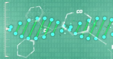 Chemical structure animation over binary coding background Stock Footage 306432919