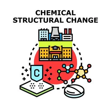 Chemical structure changing process in science development Stock Illustration