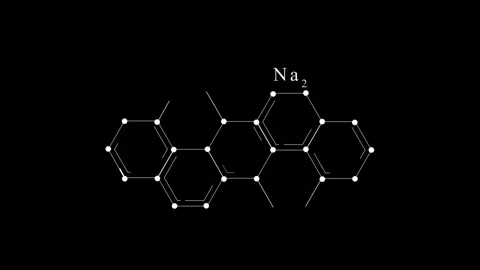 Chemical structure of complex organic compound with sodium atoms on black Stock Footage 286230852